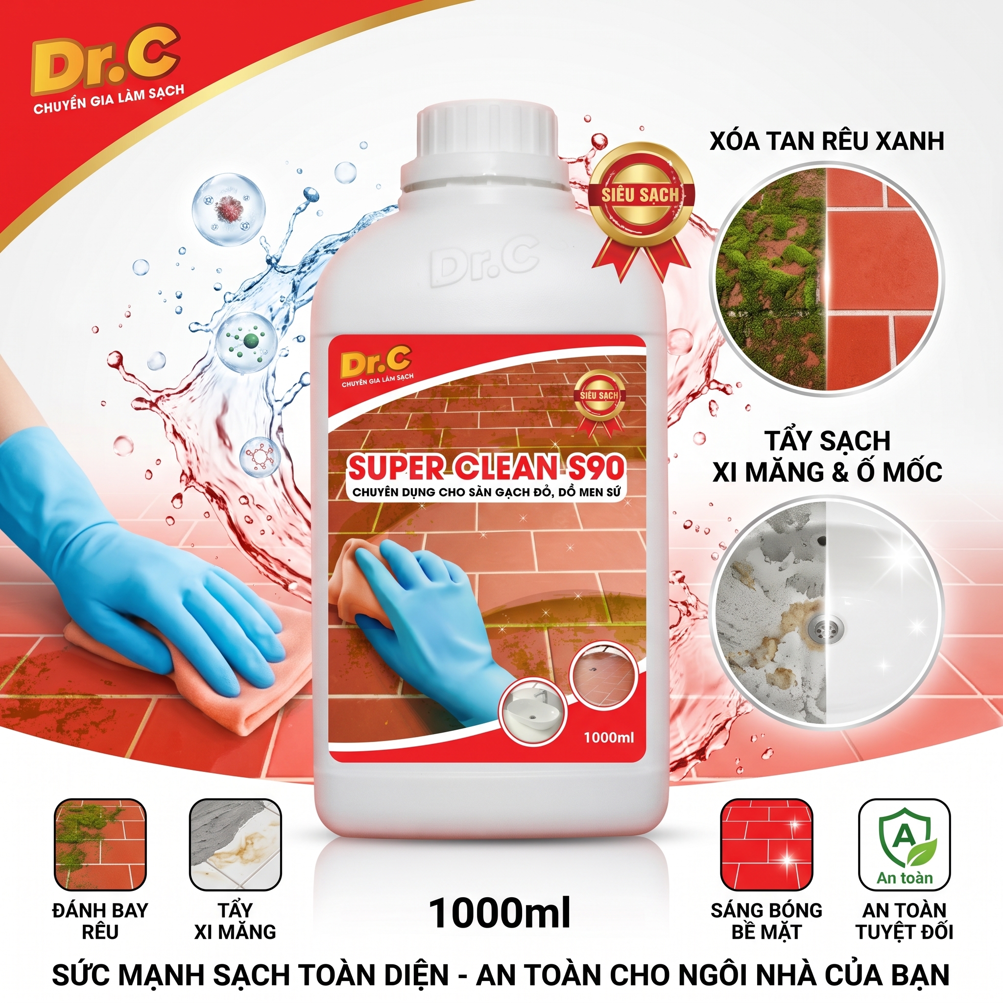 Hóa Chất Tẩy Xi Măng Và Ố Vàng Sàn Gạch Dr.Clean S90: Tuyệt Chiêu Dọn Nhà Sau Xây Dựng Hóa Chất Tẩy Xi Măng Và Ố Vàng Sàn Gạch Dr.Clean S90: Tuyệt Chiêu Dọn Nhà Sau Xây Dựng